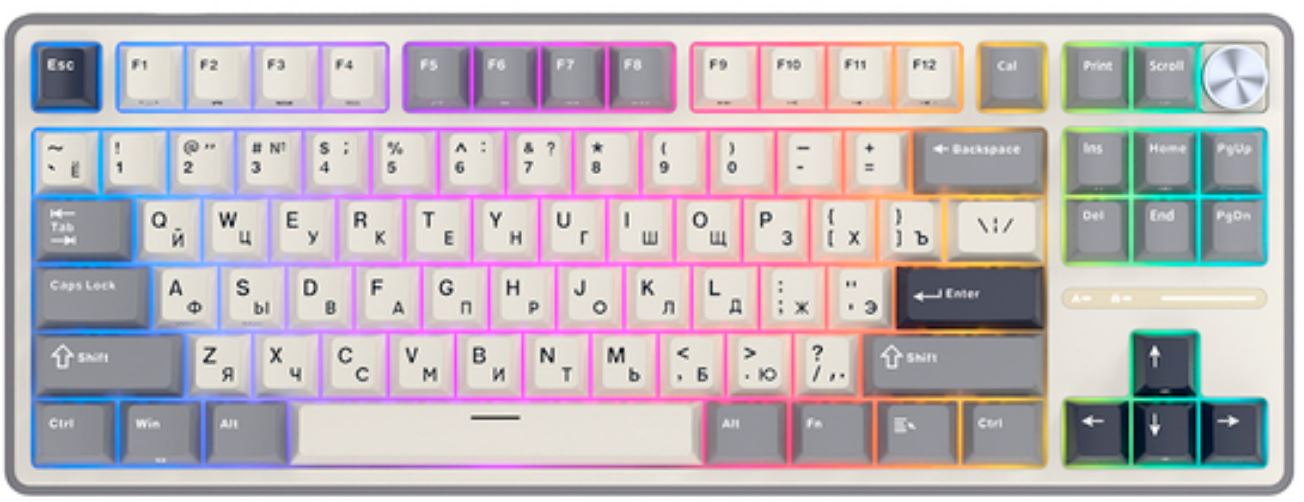 Клавиатура проводная Royal Kludge RK R87 Pro 6977576550434 87 клавиш, цвет Half Grey
