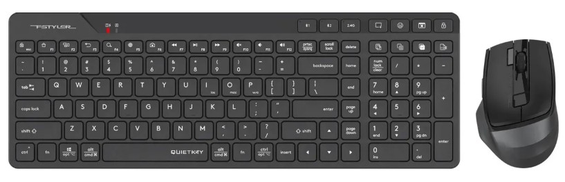 Клавиатура и мышь Wireless A4Tech Fstyler FB2800C Air2 клав: черный/серый, мышь: черный/серый, USB Bluetooth/Радио slim 2076548