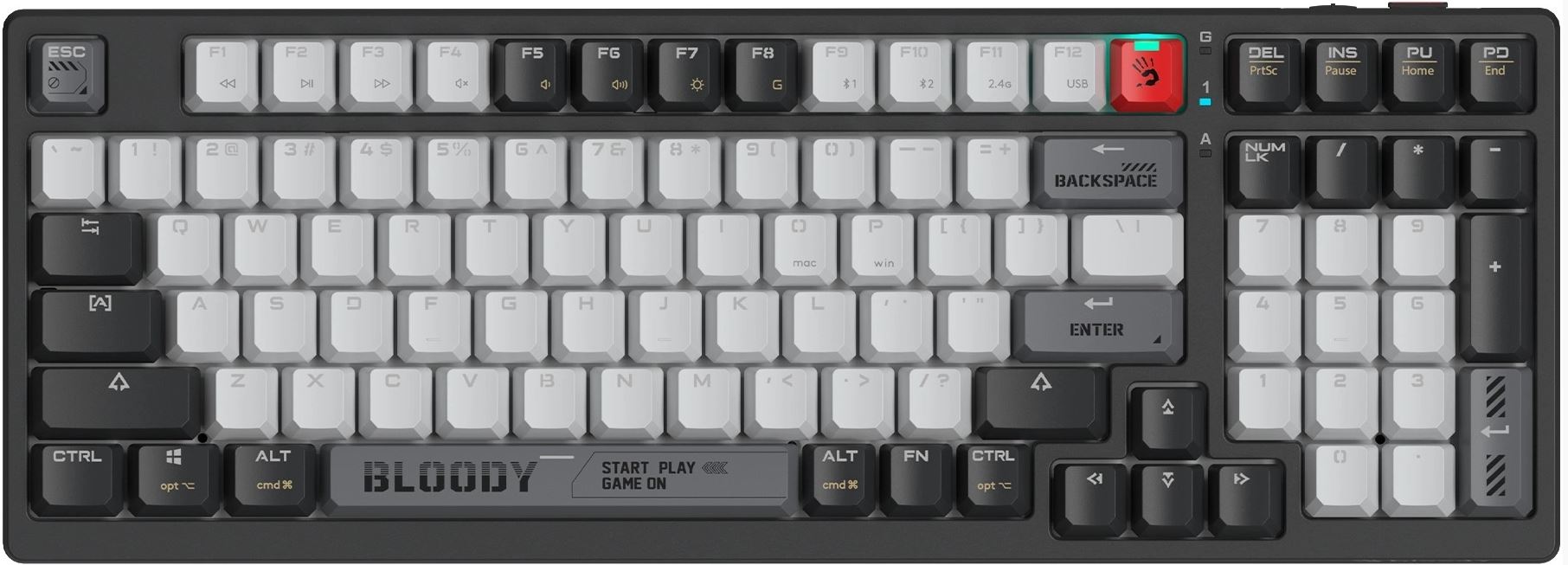 Клавиатура A4Tech Bloody WS98 механическая, черный/белый (2027345) WS98 black/white
