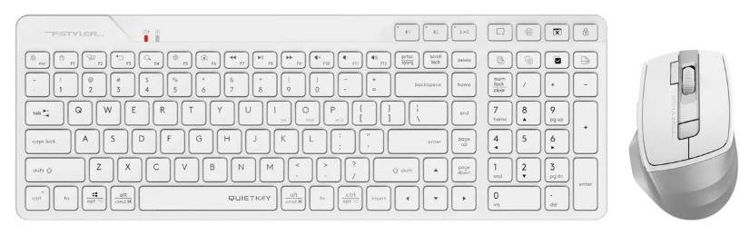 Клавиатура и мышь Wireless A4Tech Fstyler FB2800C Air2 2076752 White клав: белый/серый, мышь: белый/серый, USB Bluetooth/Радио slim