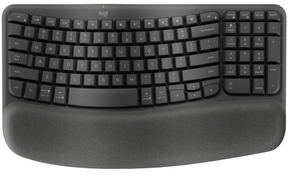 Клавиатура Logitech Wave Keys 920-012319 графитовый, USB, BT/Radio slim Ergo LED (подставка для запястий)