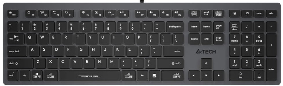 Клавиатура A4Tech Fstyler FX50 серый USB slim Multimedia (1624628) FX50 GREY
