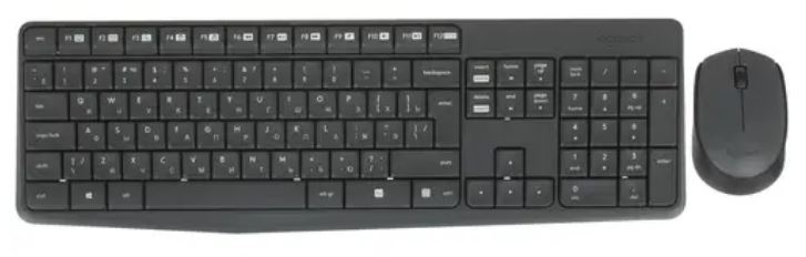 Клавиатура и мышь беспроводная (комплект) Logitech MK235 серый, 920-007949 (Гравировка)