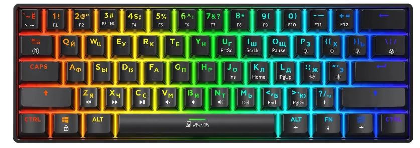 Клавиатура Oklick K713X 2023375 механическая, черная, USB Multimedia for gamer LED