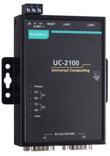 Платформа D-link UC-2111-LX компьютерная для приложений IIoT с процессором 600 МГц, 512 MB RAM, встроенной памятью 8 Гб eMMC с ОС Linux (Debian 9), 2 MOXA