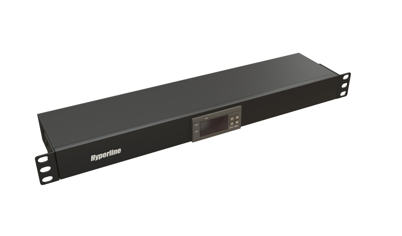 Панель Hyperline TMP-230V/2w-RAL9004 микропроцессорная контрольная панель,1U, для шкафов 19'', подкл