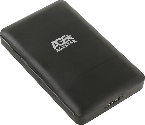 Внешний корпус для HDD SATA 2.5” AgeStar 3UBCP3 для HDD/SSD SATA 6Gb/s 2.5", USB 3.0, пластик, черный 3UBCP3 (BLACK)