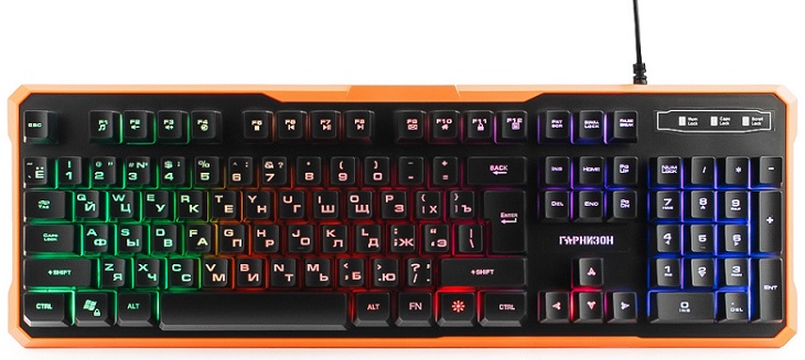 Клавиатура проводная Гарнизон GK-320G черная, USB, подсветка, антифантомные кнопоки, код Survarium Garnizon