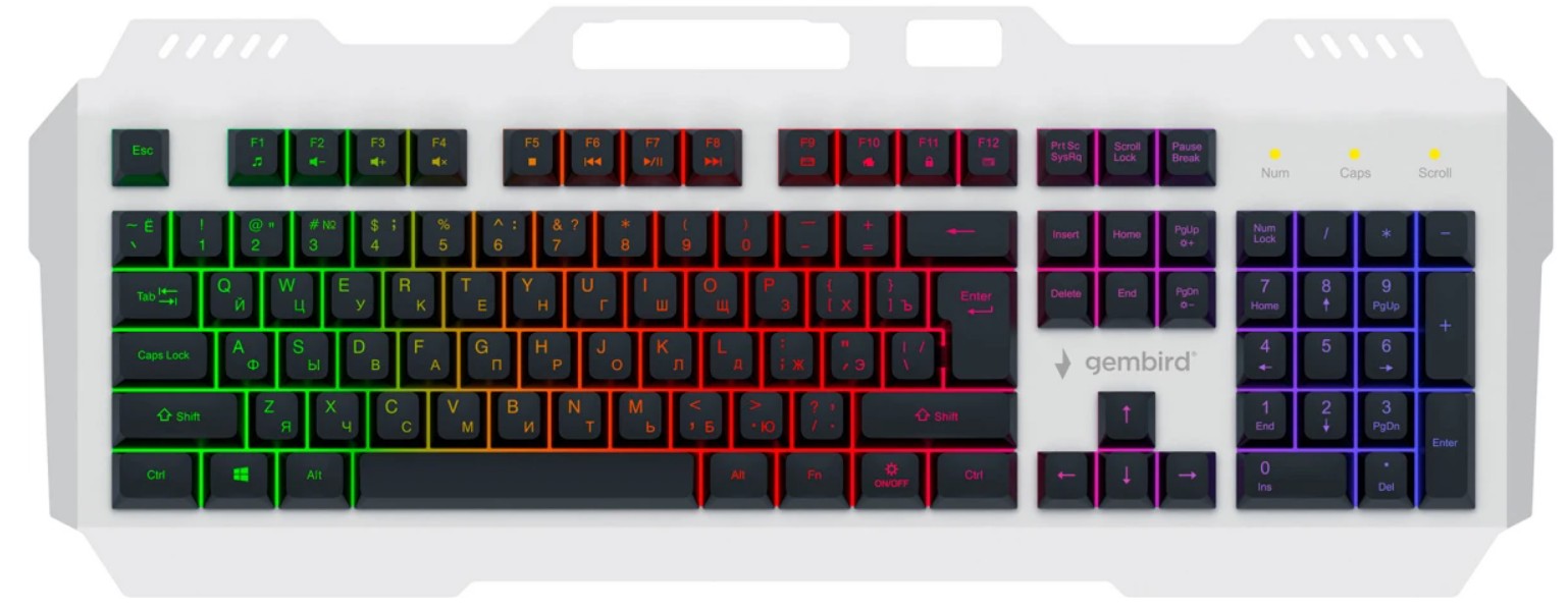 Клавиатура Gembird KB-G710M-S 104кл, MultiRainbow, 1.5м, серебристый/черный