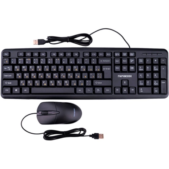 Клавиатура и мышь Garnizon GKS-122 104кл+3кн, 1000 DPI, 1.8м, черный