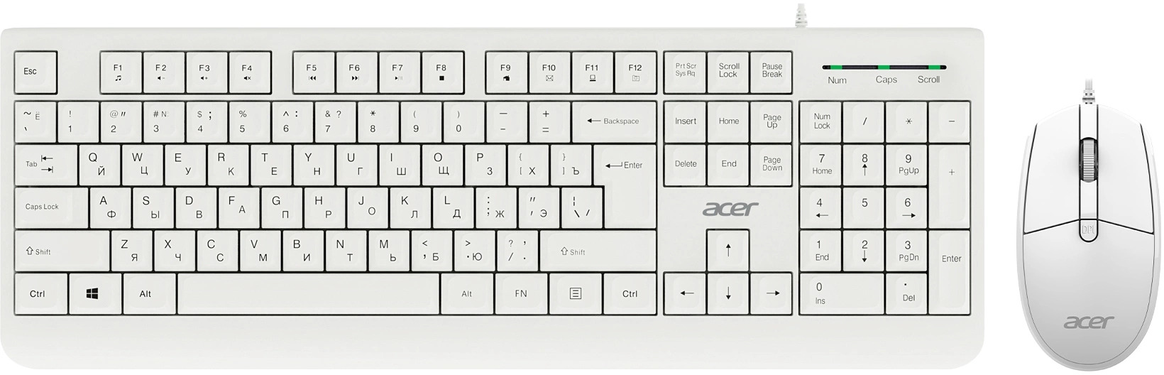 Клавиатура и мышь Acer OCC400 ZL.ACCCC.014 белые USB (2076707)