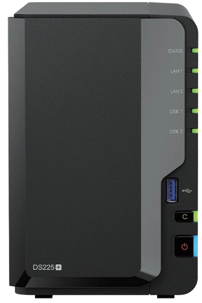 Сетевое хранилище Synology DS225+ 2x3.5/2.5" HDD/SSD SATA, RAID 0/1/JBOD, 1xRJ-45 1GbE LAN, 1xRJ-45 2.5GbE LAN, 2xUSB3.2Gen1, без HDD