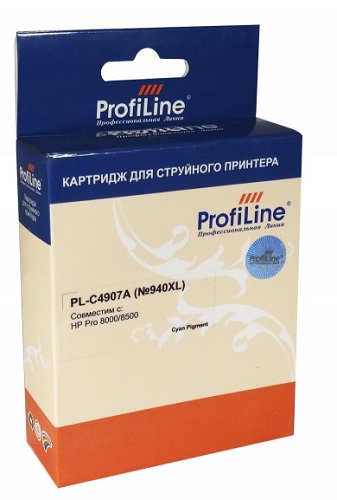 Картридж ProfiLine PL-C4907A-C №940XL для принтеров HP Officejet Pro 8000/8500 Cyan пигмент ProfiLine PL_C4907A_C