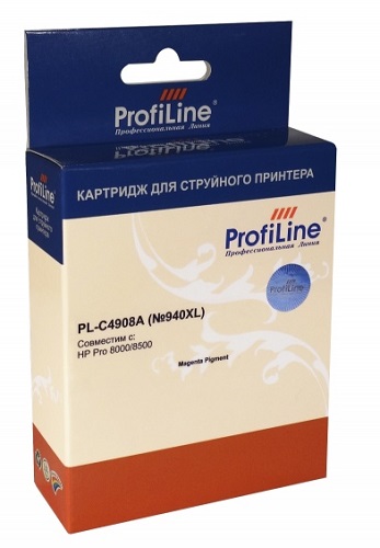 Картридж ProfiLine PL-C4908A-M №940XL для принтеров HP Officejet Pro 8000/8500 Magenta пигмент ProfiLine PL_C4908A_M