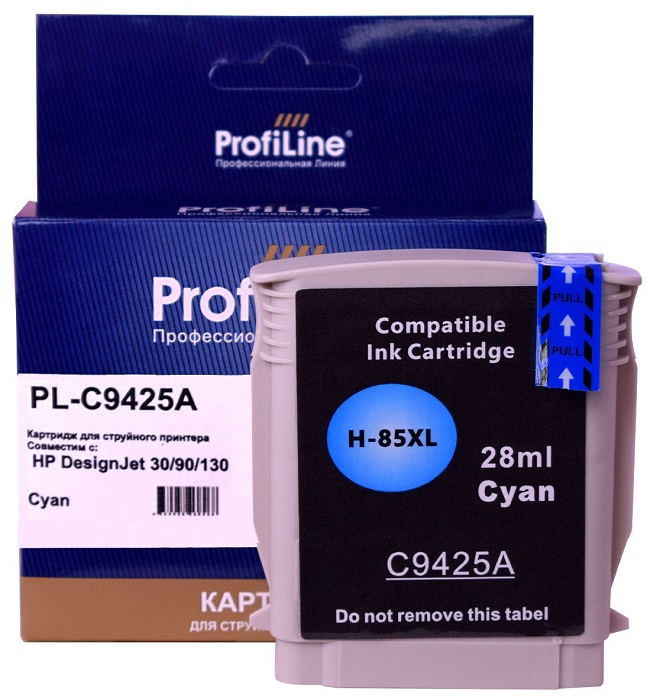 Картридж ProfiLine PL_C9425A_C струйный (№85) для принтеров HP DesignJet 30/90/130 Cyan 28 мл