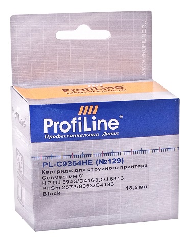 Картридж ProfiLine PL-C9364HE-Bk №129 для принтеров HP DJ 5943/D4163/OJ 6313/PhSm 2573/8053/C4183 Black пигмент ProfiLine PL_C9364HE_BK