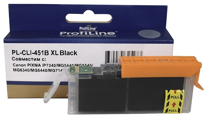 Картридж ProfiLine PL_CLI-451BK XL_BK струйный для принтеров Canon PIXMA iP7240/iP8740/iX6840/MG5440/MG5540MG5640/MG6340/MG6440/MG6640/MG7140/MG7540/M