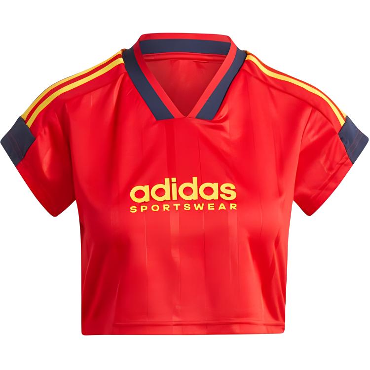 adidas Women s Tiro Cut 3-Stripes Crop Jersey Red Black IZ2091 L red