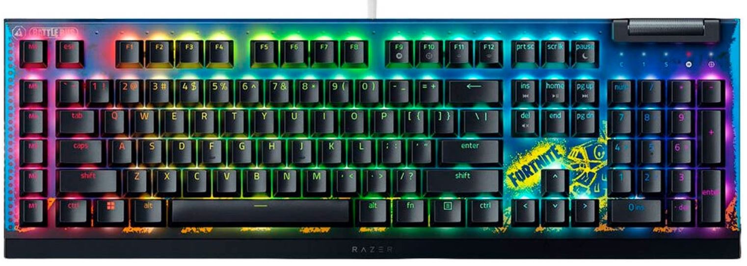 Клавиатура Razer BlackWidow V4 X RZ03-04703600-R3M1 (Yellow Switch) Gaming keyboard - Fortnite Ed.