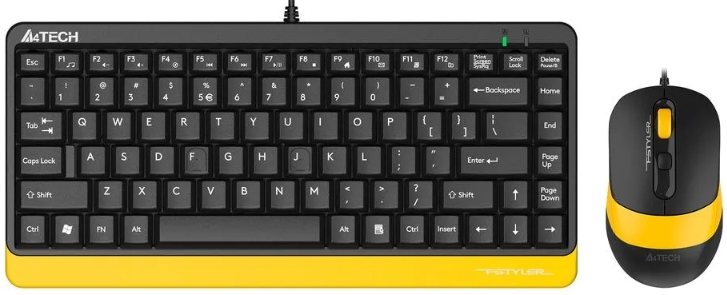 Клавиатура и мышь A4Tech F1110 BUMBLEBEE цвет клав:черный и желтый, мыши: черный и желтый, USB, 1919