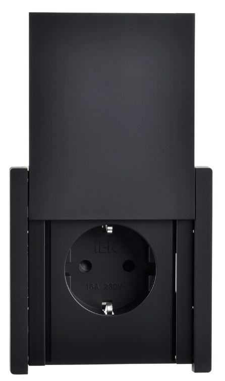 Розетка с заземлением IEK FP-R16-16-44-K02 FORTE&PIANO с защитными шторками с кр. в/к 16А IP44 FP121 черная