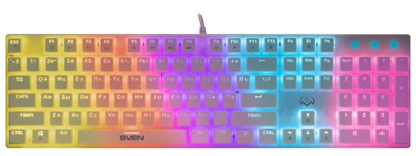Клавиатура Sven KB-G9200 SV-018108 механическая, игровая белая (104кл., Hot Swap, 20 Fn функций, подсветка)