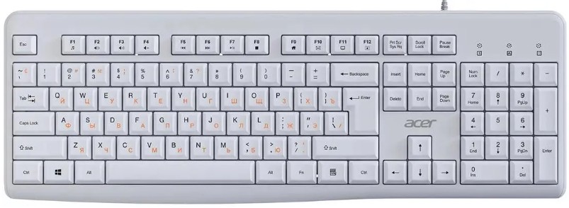 Клавиатура Acer OKW500 ZL.KBDEE.01S белый USB Multimedia кабель 1.8м