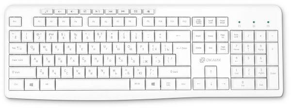 Клавиатура Oklick K225W белый Oklick 1875235 белая USB беспроводная Multimedia (1875235)