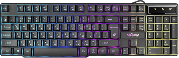 Клавиатура Defender Mayhem GK-360DL RU 45360 USB, RGB подсветка, 19 Anti-Ghost