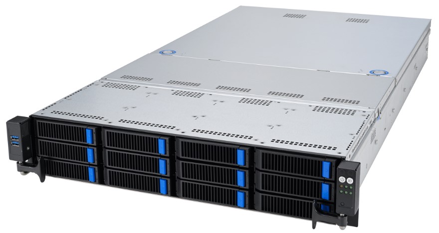 Серверная платформа 2U ASUS RS520A-E12-RS12U/1G/1.6kW/12NVMe/FAN/RH/OCP/GPU (SP5, 24*DDR4 (4800), 12*HS SATA/SAS/NVMe, 2*M.2, 2*Glan, 2*1600W, 2*VGA, 90SF02G1-M002Y0