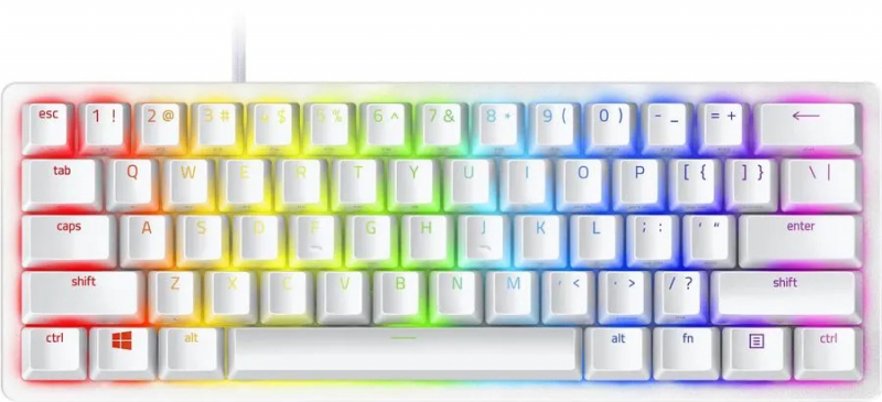 Клавиатура Razer Huntsman Mini, Mercury RZ03-03392200-R3R1 аналоговая оптическая Razer Linear Optical, 61 кл, USB, белая