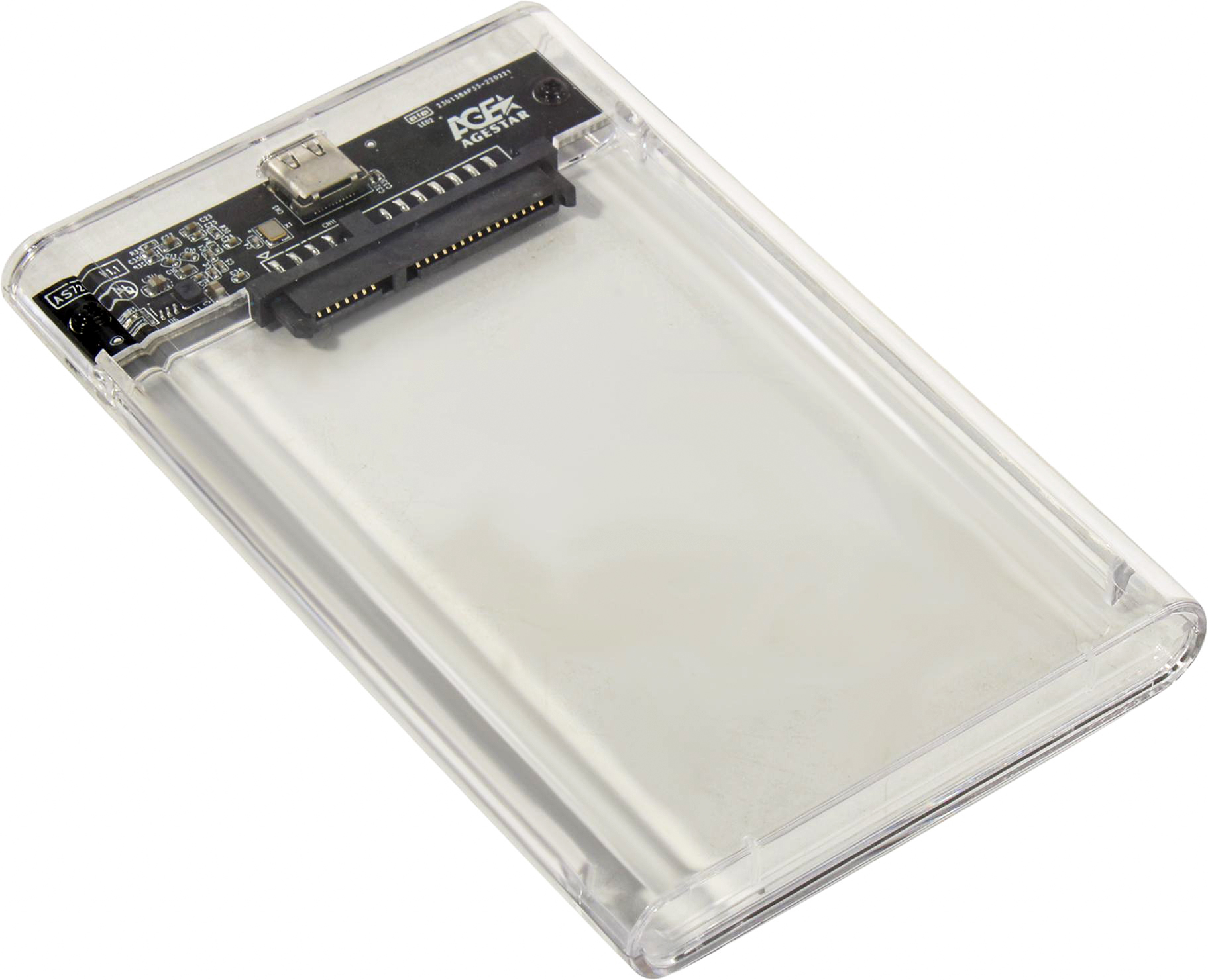 Внешний корпус AgeStar 3UB2P4C для HDD/SSD SATA III 6Gb/s 2.5", USB Type-C, пластик, прозрачный