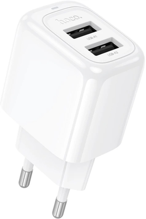 Зарядное устройство сетевое Hoco CS51A Surplus 6942007631419 2 USB, 2.4A, цвет: белый (1/30/180)
