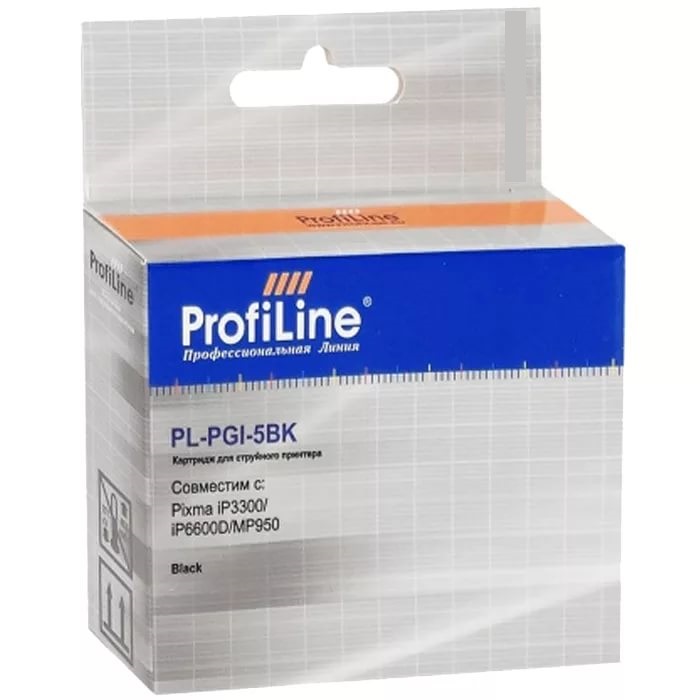 Картридж струйный ProfiLine PL-PGI-5BK-Bk PL_PGI-5PGBK_BK Картридж PL-PGI-5BK для принтеров Canon Pixma iP3300/iP6600D/MP950 Black с чипом водн ProfiL