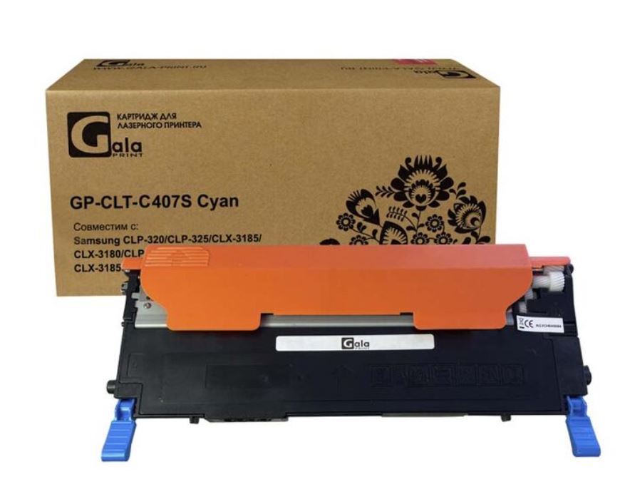 Картридж GalaPrint GP_CLT-C407S_C для принтеров Samsung CLP-320/CLP-325/CLX-3185/CLX-3180/CLP-325W/CLP-320N/CLX-3185N/CLX-3185FN/CLX-3185W Cyan 1000 к