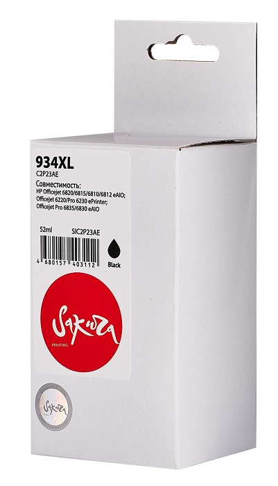 Картридж струйный Sakura C2P23AE (№934XL Black) для HP Officejet 6820/6815/6810/6812 eAIO, Officejet 6220/Pro 6230 ePrinter, Officejet Pro 6835/6830 e SIC2P23AE