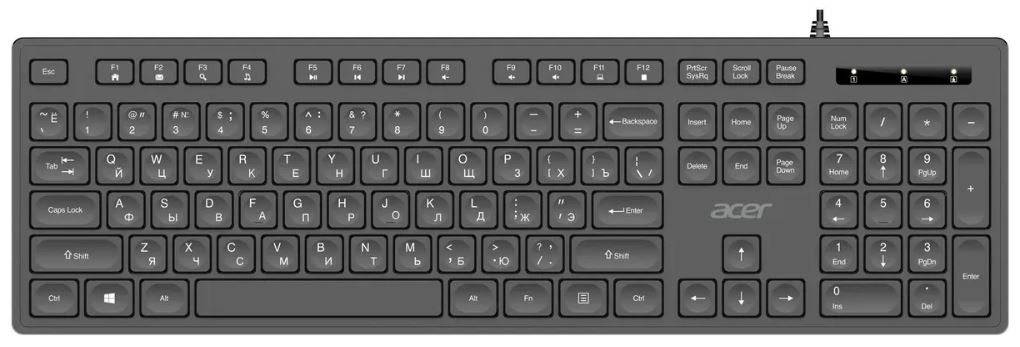 Клавиатура Acer OKW503 ZL.KBD11.00P черная USB Multimedia, кабель 1.8м