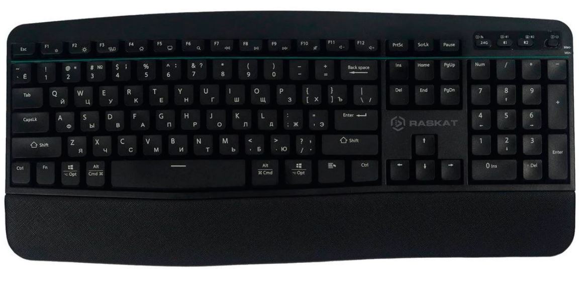 Клавиатура Wireless Raskat K006 107 кл., USB, мембранная, русская/английская, черный