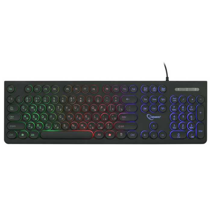 Клавиатура Gembird KB-240L черный, USB, 104 клавиши, подсветка Rainbow, кабель 1.5м