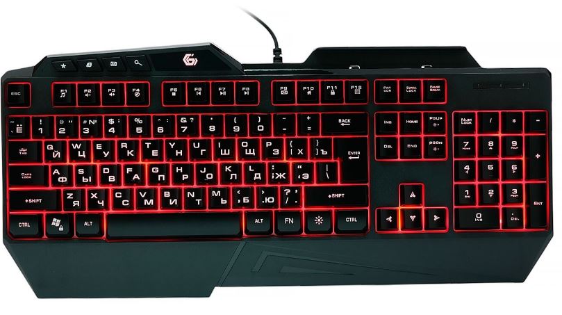 Клавиатура Gembird KB-G450L игровая, 104кл+4доп, 12Fn, подсветка 3 цвета,1.5м,черн