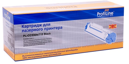 Картридж ProfiLine PL-CC530A/718  для принтеров HP CLJ CP2025n/CP2025dn/CP2025x/CM2320n/CM2320nf/CM2320fxi/Canon LBP-7200C/7210CDN/MF8350CDN Black 350 PL_CC530A/718_BK