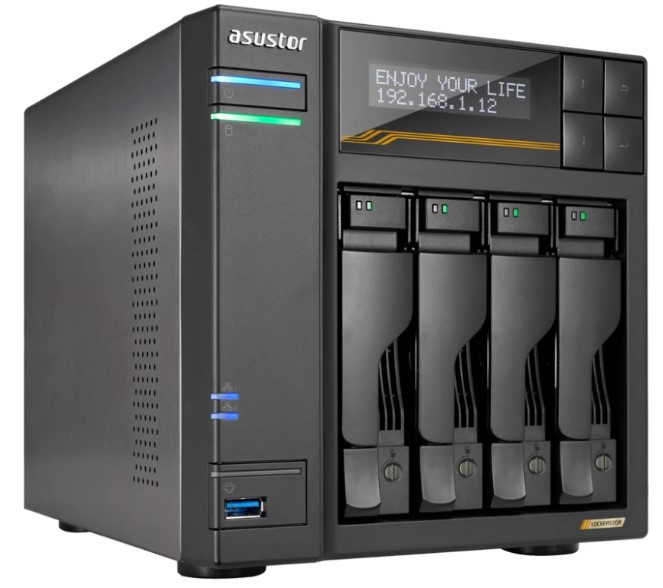 Сетевое хранилище ASUSTOR AS6804T 4-Bay NAS/AMD Ryzen V3C14 2,3GHz/16GB DDR5, noHDD(HDD,SSD)/2x5,2х10,Gbe(LAN)/3xUSB3.2,Type-C; 90IX01T4-BW3S00