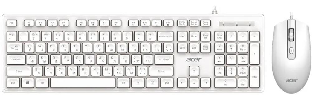Клавиатура и мышь Acer OCC504 ZL.ACC11.00N клав:белая мышь:белая USB Multimedia
