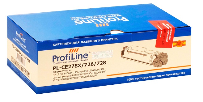 Картридж ProfiLine PL-CE278X/726/728  для принтеров HP LJ Pro P1560/P1566/P1600/P1606dn/M1536 Canon i-Sensys MF4410/4420/4430/4450/4550d/4570d/4580dn/ PL_CE278X/726/728