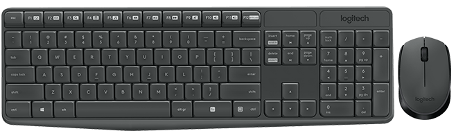 Клавиатура и мышь беспроводная (комплект) Logitech MK235 серый, 920-007948