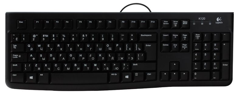 Клавиатура проводная Logitech K120 черная, 920-002506