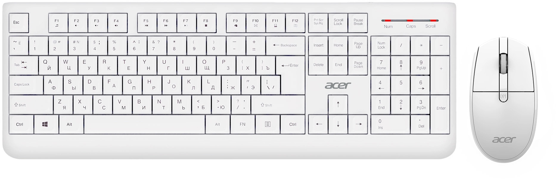 Клавиатура и мышь Wireless Acer OCC401 ZL.ACCCC.017 белые USB Multimedia (2076823)