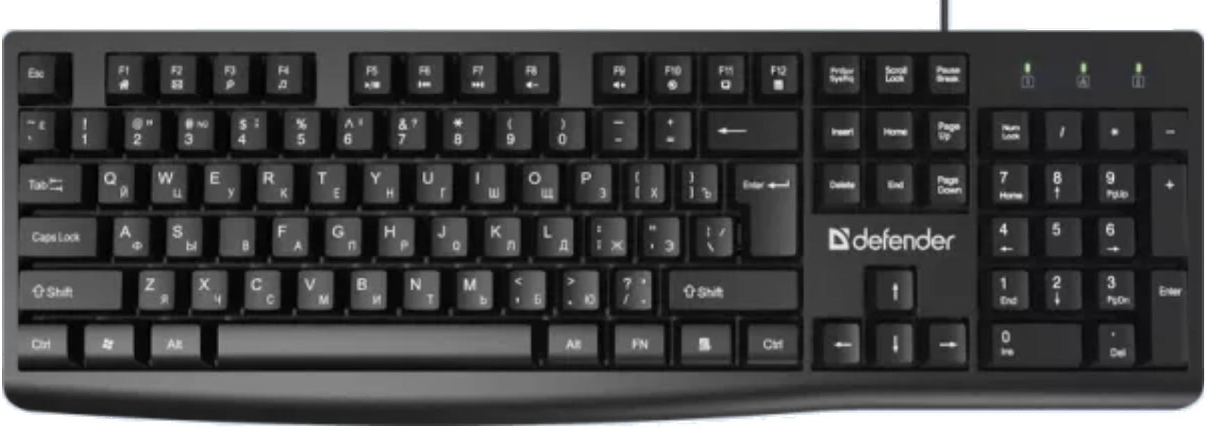 Клавиатура Defender Navigator HB-138 черн, 104 кнопки+FN,1.8м 45138