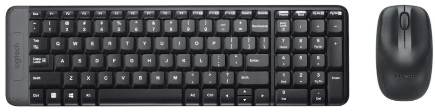 Клавиатура и мышь беспровадная (комплект) Logitech MK220 черный, 920-003236 (Гравировка)