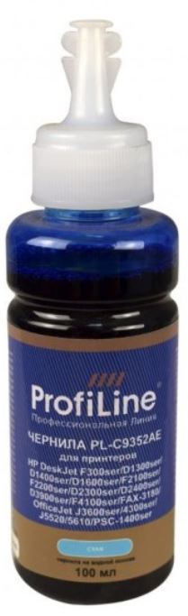 Чернила ProfiLine PL_INK_C9352AE_C_100ml C9352AE (№22) для принтеров HP DeskJet F300ser/D1311/D1320/D1330ser/D1360ser/D1400ser/D1500ser/F2100ser/D2400